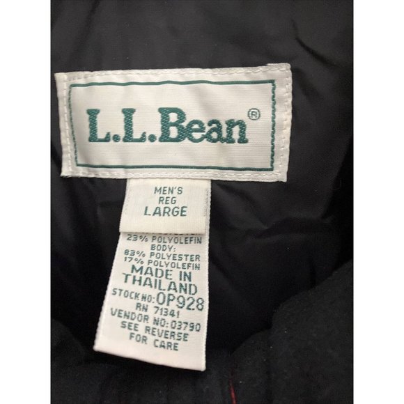 LL Bean Coat Mens Large Parka Coat Hidden Hoodie Black Red Outdoor Adult OP928 - Picture 4 of 10